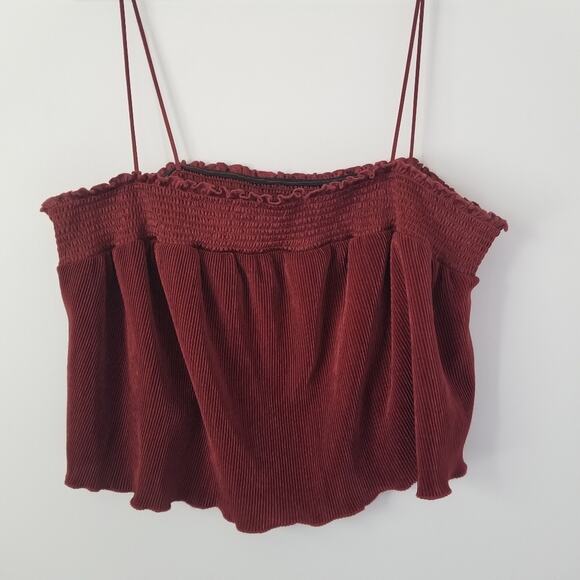 Urban Outfitters Out From Under Pleated Cropped Top Brown size Large - Picture 3 of 8